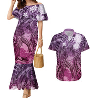 Pacific Beauty Girl Couples Matching Mermaid Dress and Hawaiian Shirt Pink Polyneisan Tribal Vintage Motif LT9 Pink - Polynesian Pride