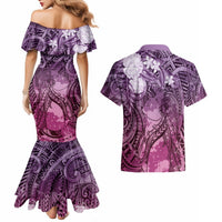 Pacific Beauty Girl Couples Matching Mermaid Dress and Hawaiian Shirt Pink Polyneisan Tribal Vintage Motif LT9 - Polynesian Pride