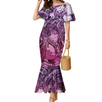 Pacific Beauty Girl Mermaid Dress Pink Polyneisan Tribal Vintage Motif LT9 Women Pink - Polynesian Pride