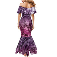 Pacific Beauty Girl Mermaid Dress Pink Polyneisan Tribal Vintage Motif LT9 - Polynesian Pride