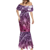 Pacific Beauty Girl Mermaid Dress Pink Polyneisan Tribal Vintage Motif LT9 - Polynesian Pride