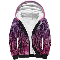 Pacific Beauty Girl Sherpa Hoodie Pink Polyneisan Tribal Vintage Motif LT9 Unisex Pink - Polynesian Pride