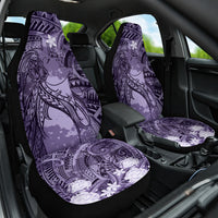 Pacific Beauty Girl Car Seat Cover Violet Polyneisan Tribal Vintage Motif