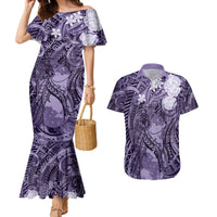 Pacific Beauty Girl Couples Matching Mermaid Dress and Hawaiian Shirt Violet Polyneisan Tribal Vintage Motif LT9 Violet - Polynesian Pride