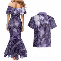 Pacific Beauty Girl Couples Matching Mermaid Dress and Hawaiian Shirt Violet Polyneisan Tribal Vintage Motif LT9 - Polynesian Pride
