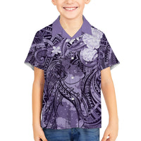 Pacific Beauty Girl Hawaiian Shirt Violet Polyneisan Tribal Vintage Motif LT9 - Polynesian Pride