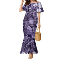 Pacific Beauty Girl Mermaid Dress Violet Polyneisan Tribal Vintage Motif LT9 Women Violet - Polynesian Pride