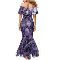 Pacific Beauty Girl Mermaid Dress Violet Polyneisan Tribal Vintage Motif LT9 - Polynesian Pride