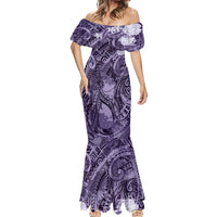 Pacific Beauty Girl Mermaid Dress Violet Polyneisan Tribal Vintage Motif LT9 - Polynesian Pride