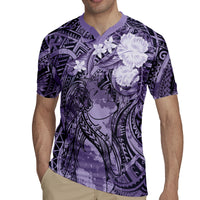 Pacific Beauty Girl Rugby Jersey Violet Polyneisan Tribal Vintage Motif