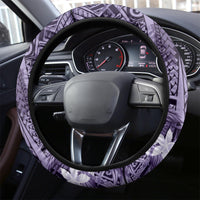 Pacific Beauty Girl Steering Wheel Cover Violet Polyneisan Tribal Vintage Motif