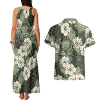 Tongan Kupesi Ngatu Hibiscus Vintage Motif Couples Matching Tank Maxi Dress and Hawaiian Shirt LT9 - Polynesian Pride