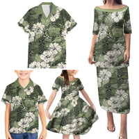 Tongan Kupesi Ngatu Hibiscus Vintage Motif Family Matching Puletasi and Hawaiian Shirt