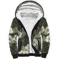 Tongan Kupesi Ngatu Hibiscus Vintage Motif Sherpa Hoodie