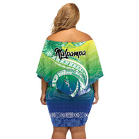 Malpampa Vanuatu Family Matching Off Shoulder Short Dress and Hawaiian Shirt Hibiscus Sand Drawing with Pacific Pattern