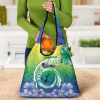 Malpampa Vanuatu Grocery Bag Hibiscus Sand Drawing with Pacific Pattern
