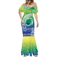 Malpampa Vanuatu Mermaid Dress Hibiscus Sand Drawing with Pacific Pattern