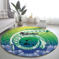 Malpampa Vanuatu Round Carpet Hibiscus Sand Drawing with Pacific Pattern