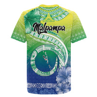 Malpampa Vanuatu Rugby Jersey Hibiscus Sand Drawing with Pacific Pattern