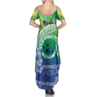 Malpampa Vanuatu Summer Maxi Dress Hibiscus Sand Drawing with Pacific Pattern LT9 - Polynesian Pride