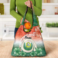 Penama Vanuatu Grocery Bag Hibiscus Sand Drawing with Pacific Pattern