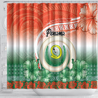 Penama Vanuatu Shower Curtain Hibiscus Sand Drawing with Pacific Pattern