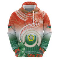 Penama Vanuatu Zip Hoodie Hibiscus Sand Drawing with Pacific Pattern