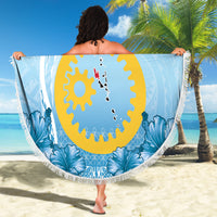 Sanma Vanuatu Beach Blanket Hibiscus Sand Drawing with Pacific Pattern