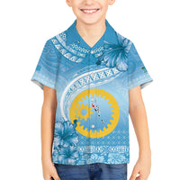 Sanma Vanuatu Family Matching Short Sleeve Bodycon Dress and Hawaiian Shirt Hibiscus Sand Drawing with Pacific Pattern