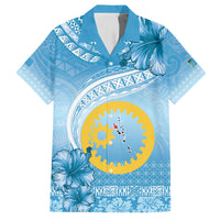 Sanma Vanuatu Hawaiian Shirt Hibiscus Sand Drawing with Pacific Pattern LT9 Blue Art - Polynesian Pride