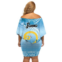 Sanma Vanuatu Off Shoulder Short Dress Hibiscus Sand Drawing with Pacific Pattern LT9 - Polynesian Pride