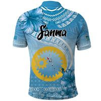 Sanma Vanuatu Polo Shirt Hibiscus Sand Drawing with Pacific Pattern