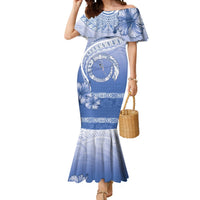 Shefa Vanuatu Mermaid Dress Hibiscus Sand Drawing with Pacific Pattern LT9 Women Blue Art - Polynesian Pride