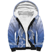 Shefa Vanuatu Sherpa Hoodie Hibiscus Sand Drawing with Pacific Pattern LT9 Unisex Blue Art - Polynesian Pride