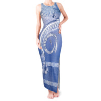 Shefa Vanuatu Tank Maxi Dress Hibiscus Sand Drawing with Pacific Pattern LT9 Women Blue Art - Polynesian Pride