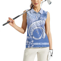 Shefa Vanuatu Women Sleeveless Polo Shirt Hibiscus Sand Drawing with Pacific Pattern