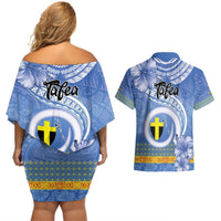 Tafea Vanuatu Couples Matching Off Shoulder Short Dress and Hawaiian Shirt Hibiscus Sand Drawing with Pacific Pattern LT9 - Polynesian Pride