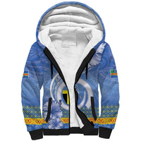 Tafea Vanuatu Sherpa Hoodie Hibiscus Sand Drawing with Pacific Pattern LT9 Unisex Blue Art - Polynesian Pride