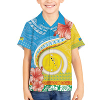 Torba Vanuatu Family Matching Off The Shoulder Long Sleeve Dress and Hawaiian Shirt Hibiscus Sand Drawing with Pacific Pattern