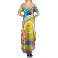 Torba Vanuatu Summer Maxi Dress Hibiscus Sand Drawing with Pacific Pattern LT9 - Polynesian Pride