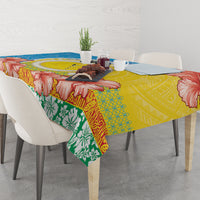 Torba Vanuatu Tablecloth Hibiscus Sand Drawing with Pacific Pattern