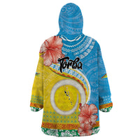Torba Vanuatu Wearable Blanket Hoodie Hibiscus Sand Drawing with Pacific Pattern