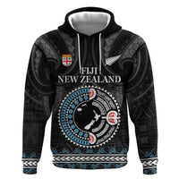Custom Fiji and New Zealand Hoodie Maori Fern Mix Tapa Tribal Unique LT9 Pullover Hoodie Black - Polynesian Pride