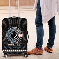 Custom Fiji and New Zealand Luggage Cover Maori Fern Mix Tapa Tribal Unique LT9 Black - Polynesian Pride