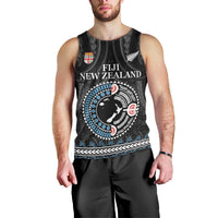 Custom Fiji and New Zealand Men Tank Top Maori Fern Mix Tapa Tribal Unique LT9 - Polynesian Pride