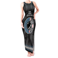 Custom Fiji and New Zealand Tank Maxi Dress Maori Fern Mix Tapa Tribal Unique LT9 Women Black - Polynesian Pride