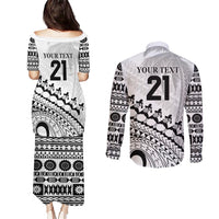 Custom Fiji Rugby Cibi Dance Couples Matching Puletasi and Long Sleeve Button Shirt Create History World Cup Sevens