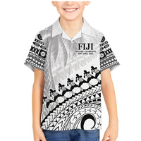 Custom Fiji Rugby Cibi Dance Family Matching Mermaid Dress and Hawaiian Shirt Create History World Cup Sevens LT9 Son's Shirt White - Polynesian Pride