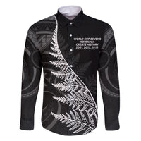 New Zealand Black Fern 7s Family Matching Long Sleeve Bodycon Dress and Hawaiian Shirt History World Cup Sevens LT9 Dad's Shirt - Long Sleeve Black - Polynesian Pride