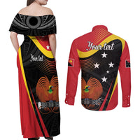 Personalised Papua Niugini Tok Pisin Wik Couples Matching Off Shoulder Maxi Dress and Long Sleeve Button Shirt